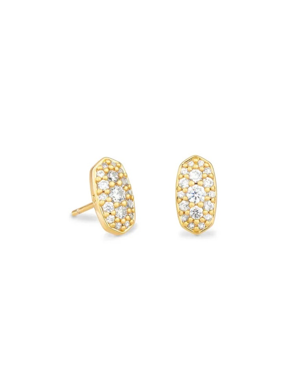 Kendra Scott Grayson Gold-Tone Crystal Oval Stud Earrings
